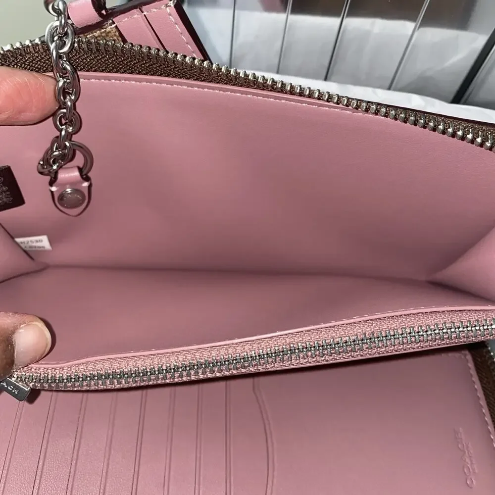 Coach Long Zip Around Wallet With Detachable Card Case In Signature Canvas